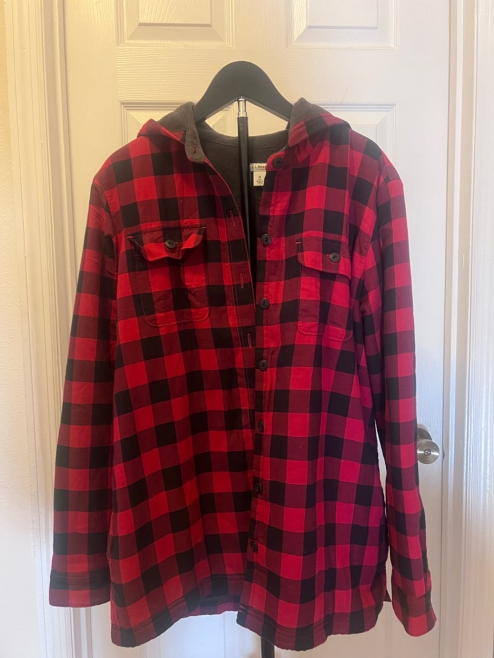 L.L. Bean Red and Black black an red Fleece-Lined Hooded Shirt M
